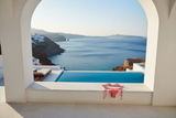 Vue terrasse mer turquoise Cyclades - Un Dimanche au Soleil